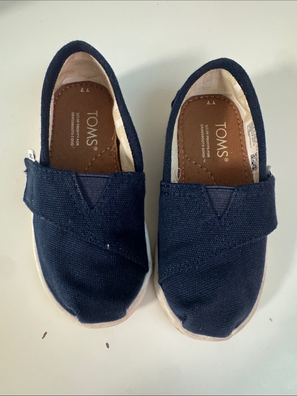 Toms Kids Navy Canvas Slip-On Sneakers